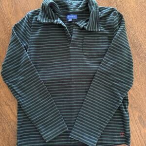 Maison Me Boys Navy Green Striped Polo Shirt Sz 8